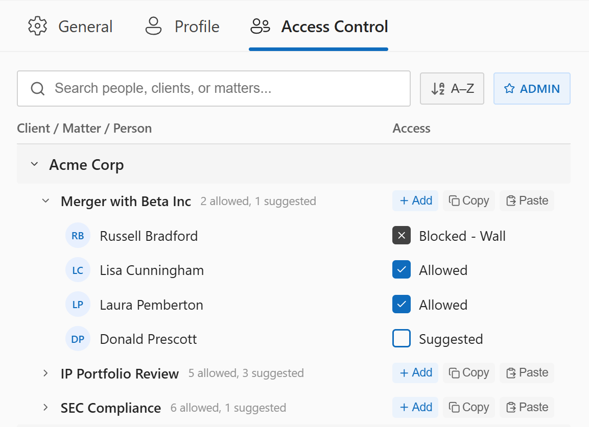 Matter-Level Access Control: Scaling AI Confidentiality to the Entire Firm